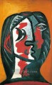 Cabeza de mujer en gris y rojo sobre fondo ocre 1926 cubista Pablo Picasso